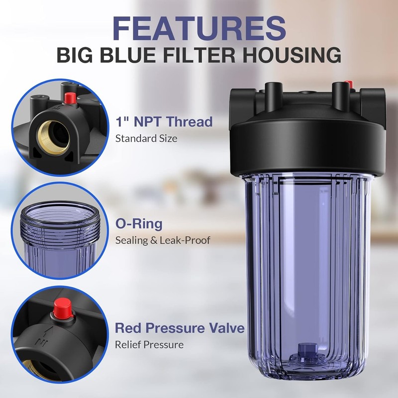 SimPure Filtro de Agua Casa Completa 10"x4.5" DB10C Azul Sedimento 1" NPT gallery