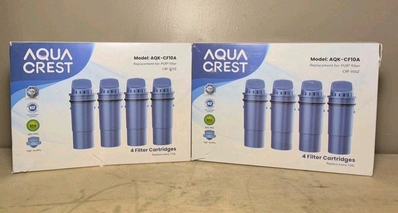 Lot Of 2 AquaCrest AQK-CF10A Water Filter 4 Pack Replacement for PUR CRF-950Z
