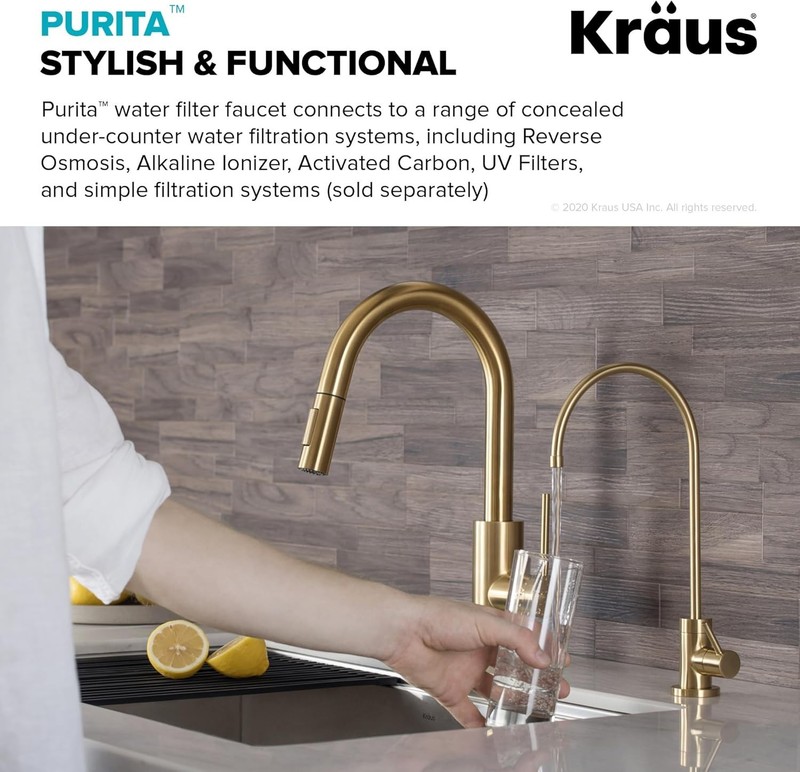 Kitchen Water Filter Faucet Brass 12-in Lead-Free Durable Modern Style gallery