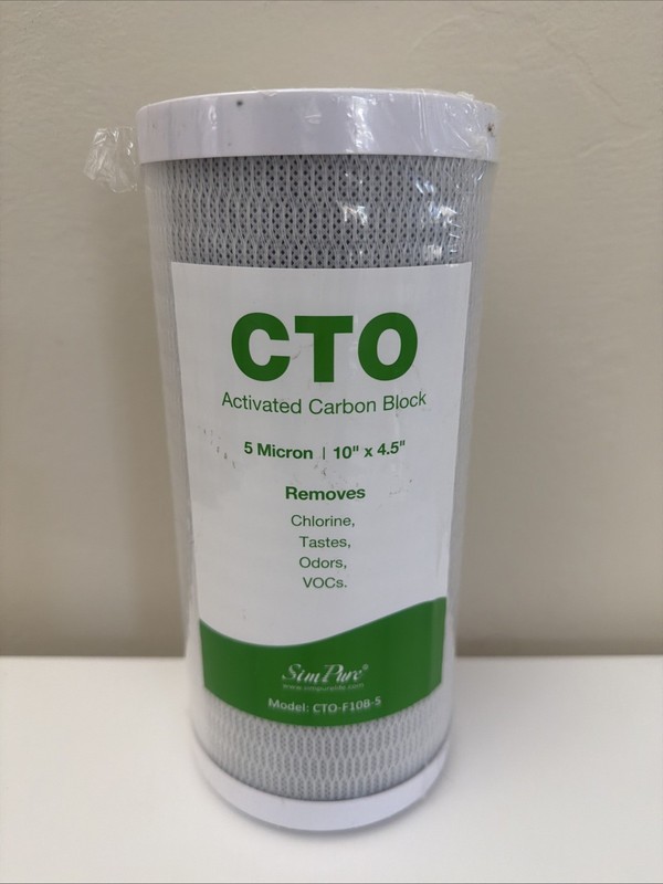 SimPure CTO-F10B-5 Activated Carbon Block CTO 5 Micron Water Filter 10X4.5″
