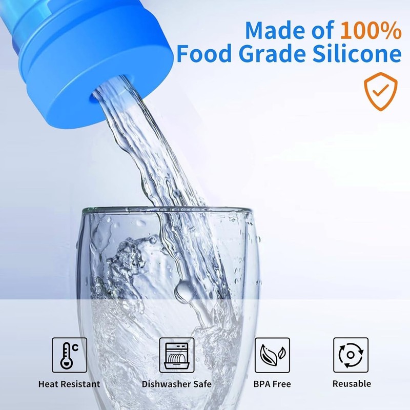 3 and 5 Gallon Water Jug Cap, Reusable Food Grade Silicone Replacement Cover ... gallery