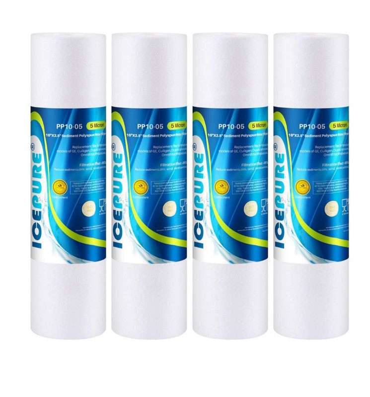 4 PACK ICEPURE 10″X2.5″ 5 Microns Whole RO System Water Filter CHECK DESCRIPTION