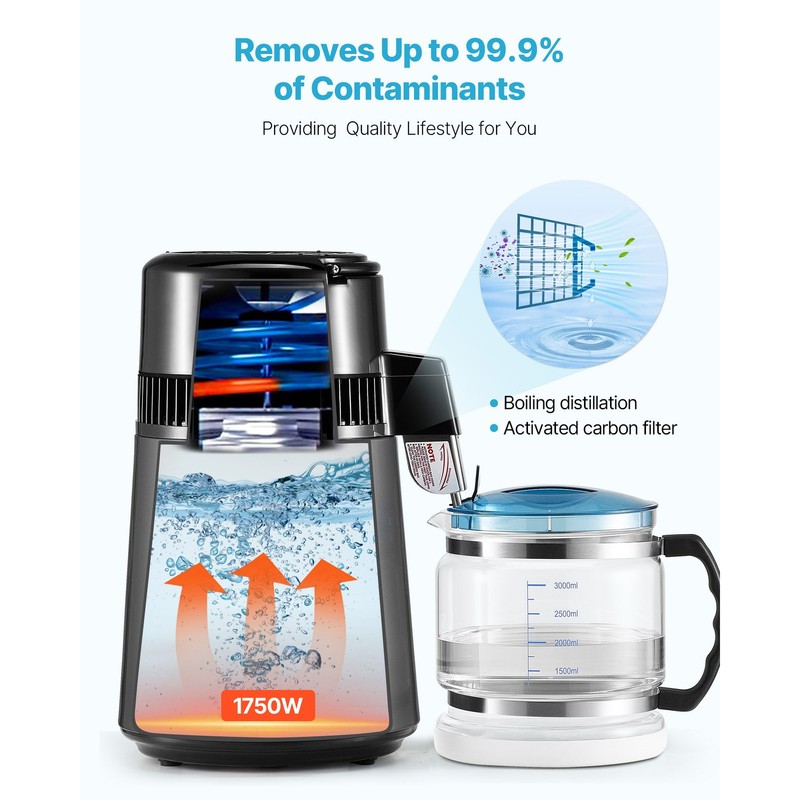 Uimoso 4L Countertop Water Purifier Machine 1750W Stainless Steel with Container gallery
