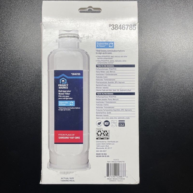 New Project Source Samsung HAF-QINS 3846785 Refrigerator Water Filter 2 Pack QTY gallery