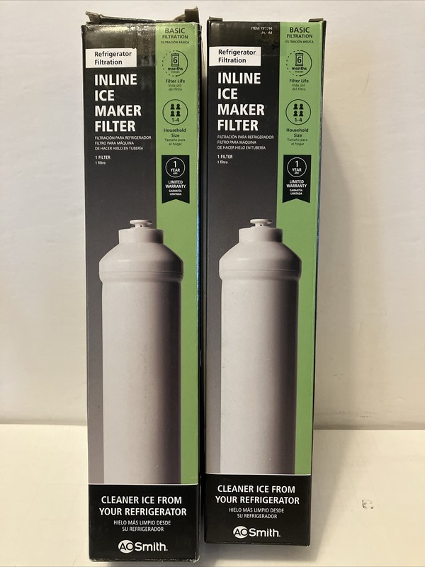 Lot 2 AO Smith Inline Ice Maker Filter Push-In Fitting 2” X 10”; Model #: AO-IM