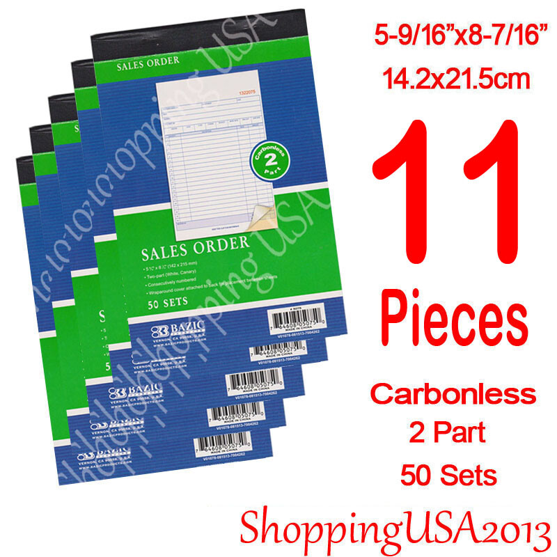 11 X Carbonless Sales Order Book Invoice Receipt Form 50 Sets 2 Parts Green
