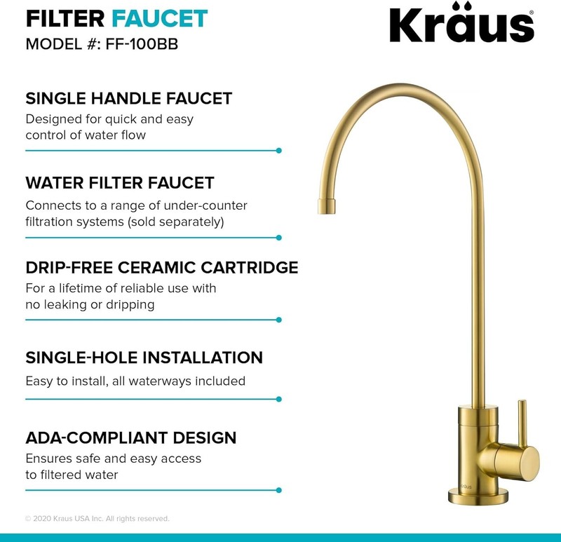 Kitchen Water Filter Faucet Brass 12-in Lead-Free Durable Modern Style gallery