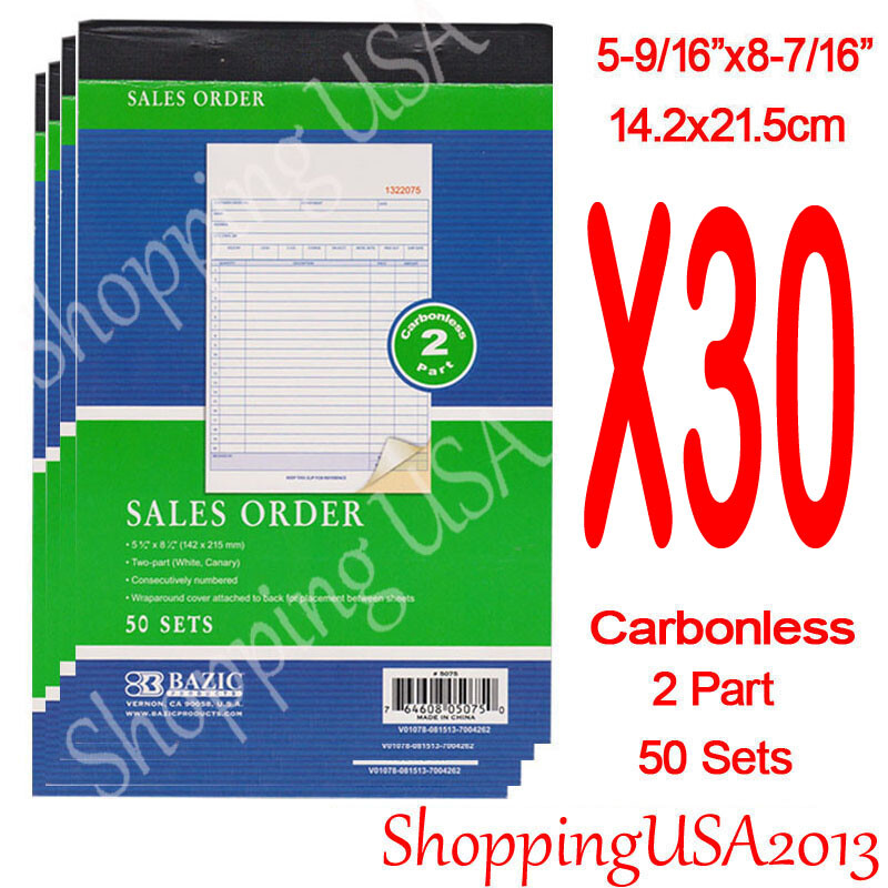 30 Pc Sales Order Book Receipt Invoice 2 Parts Carbonless Forms 50 Sets Record
