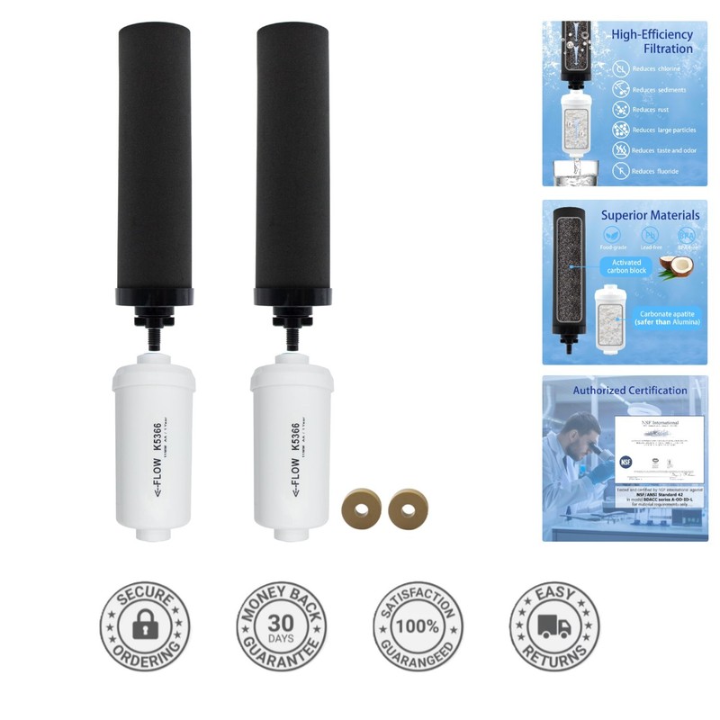 NSF Certified Berkey Filter Set – BB9-2 & PF-2 for Safe Water (4 Count)