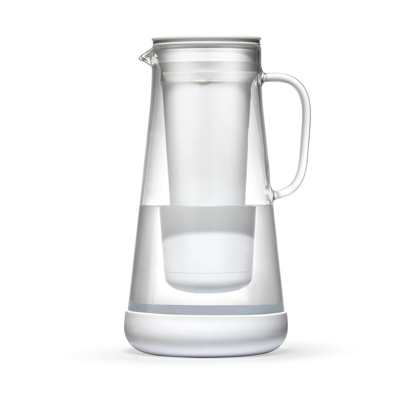 LifeStraw Home– Water Filter Pitcher, 7Cup, Glass with Silicone Base, White