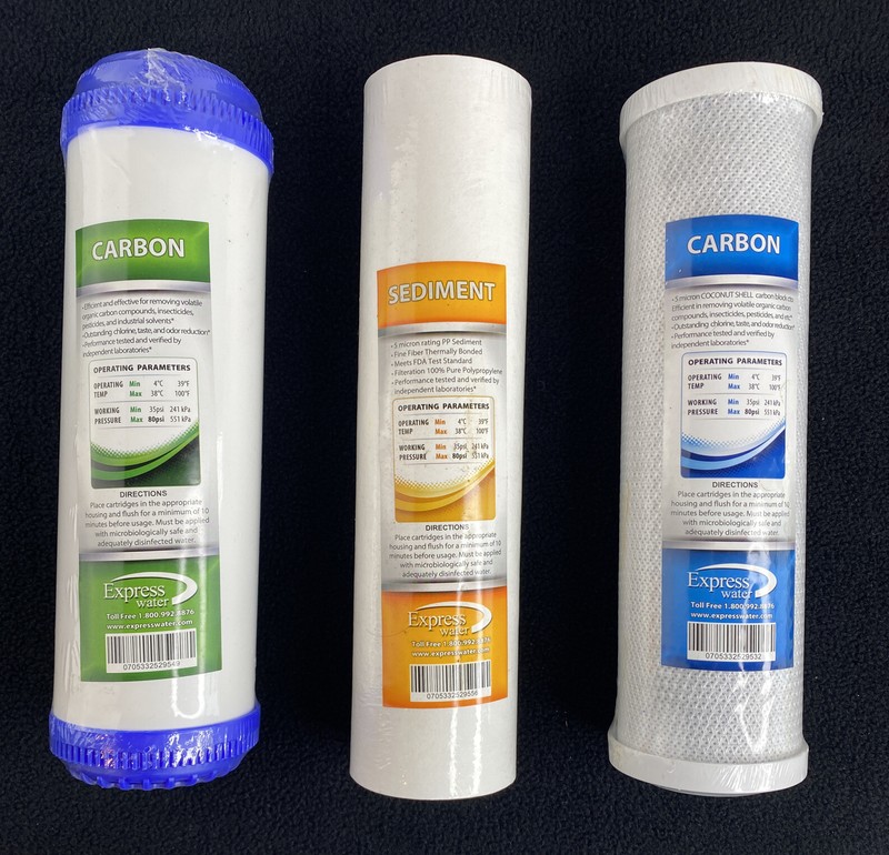 Express Water Set of 3 Replacement Water Filters 2 Carbon & 1 Sediment 10″