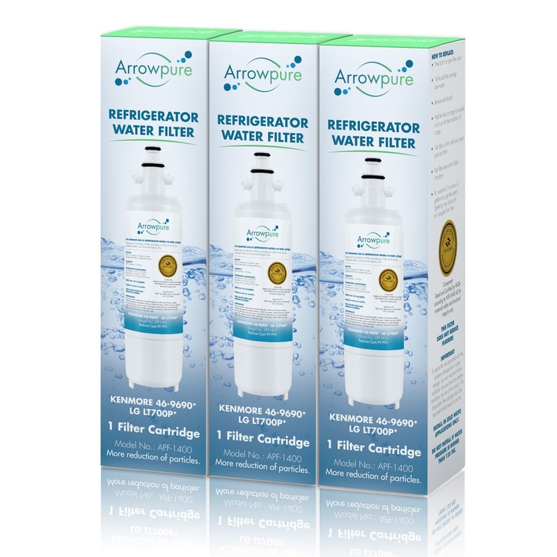 3X APF1400 Compatible Refrigerator Water Filter, LG LT700P, ADQ36006101, 46-9690