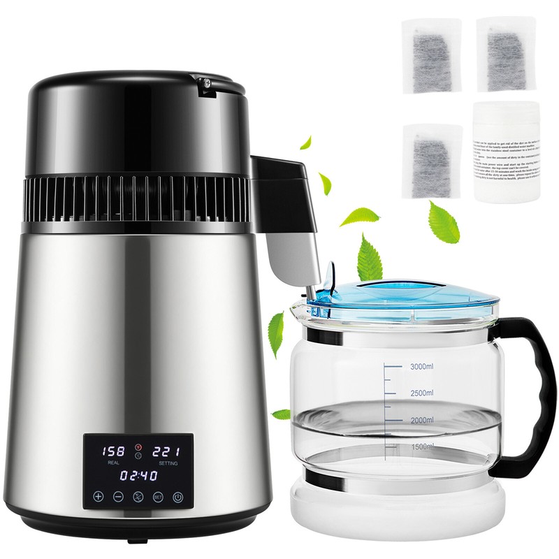 VEVOR 4L Water Distiller 1.5L/H Water Filter w/ Timing Dual-Temp Display 1750W gallery