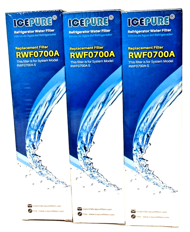 3 Packs IcePure RWF0700A Refrigerator Water Filters BPA Free New Sealed F/Ship