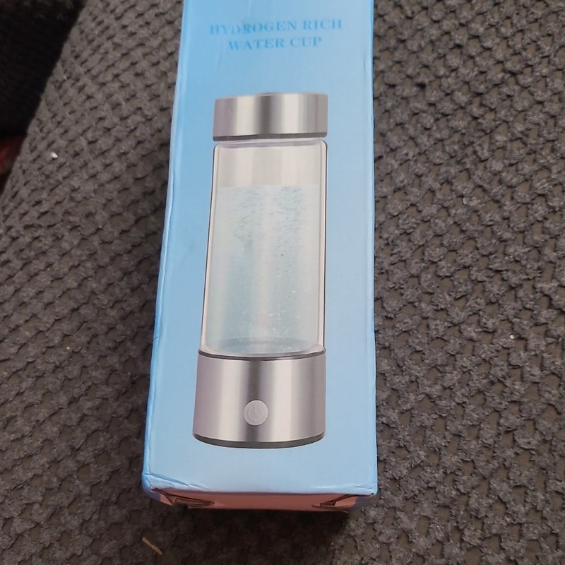 Hydrogen Rich Water Cup Alkaline Ionizer Bottle Clear Silver Plastic Metal