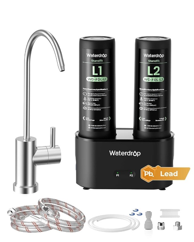 Waterdrop DLG-L Under Sink Water Filtration System with Separate Faucet, 2 Stage