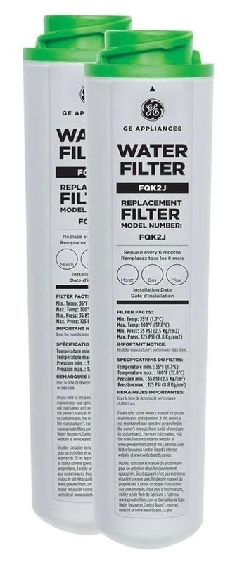 2 PACK GE FQK2J Under Sink Dual Flow Drinking Replacement Water Filter USA