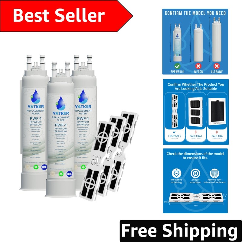 Efficient 6-Pack Water & Air Filter Combo – Ideal for PurePour & Frigidaire