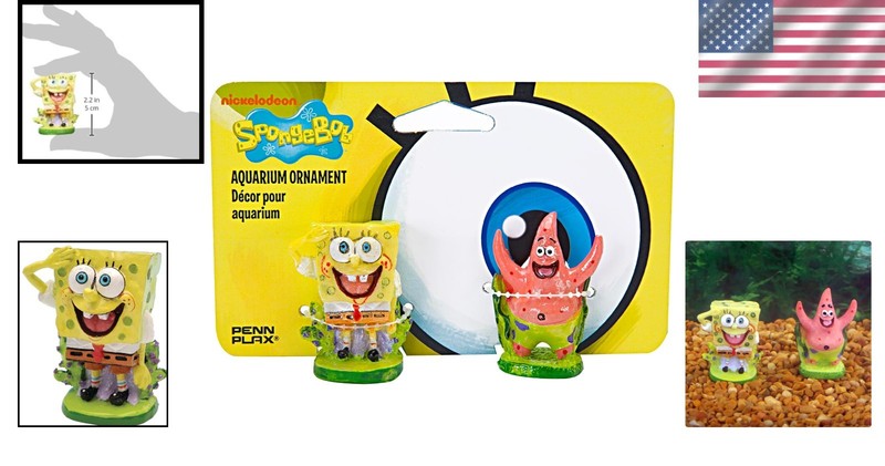 Kids' Favorite SpongeBob & Patrick 2-Inch Aquarium Decor, Lightweight Resin gallery