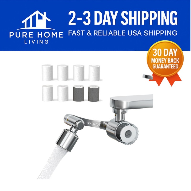 Splash-Proof Water Filter for Sink – 99% Lead & Chlorine Reduction, 1080° Rotate