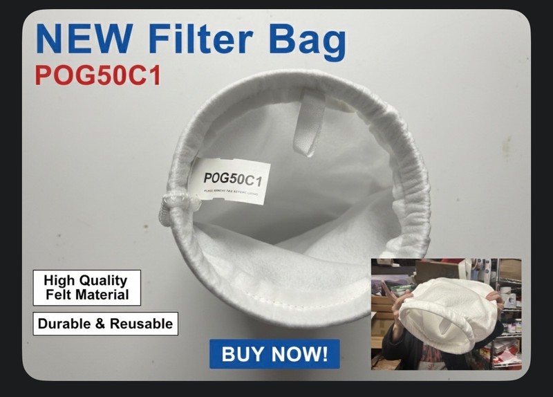 10-Pack POG50C1 Polypropylene Filter Bags – 50 Micron, Size #1, Snap Band