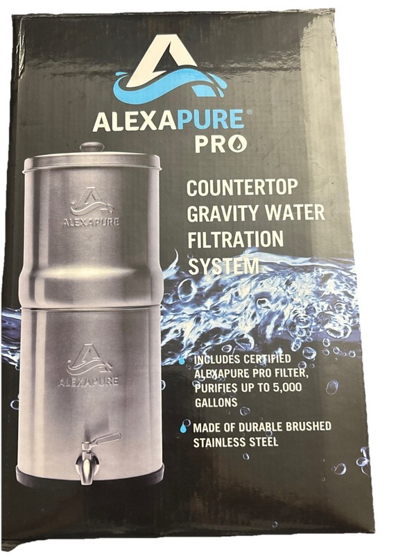 BRAND NEW Alexapure Pro Stainless Steel Water Filtration System Gravity Fed