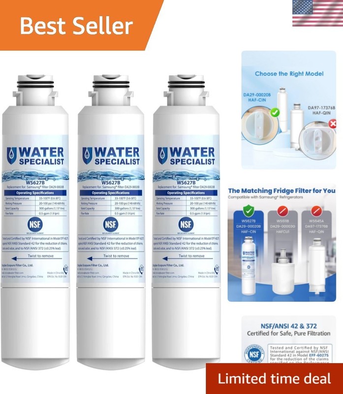 WS627B Water Filter 3-Pack for Samsung Refrigerators – Easy Install & Pure Water