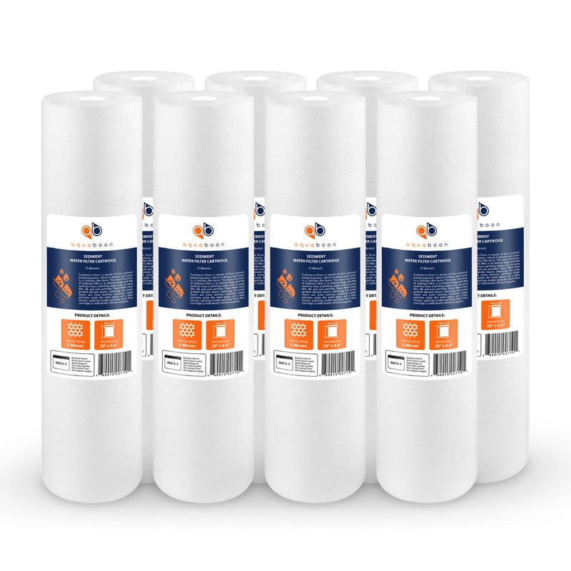8PK of Big Blue 5 Micron 20″ x 4.5″ Sediment Water Filter Cartridge by Aquaboon