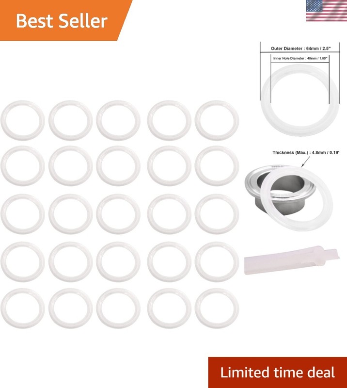 High Chemical Resistance Silicone Gaskets - 2-Inch Pack of 25 for Safe Brewing