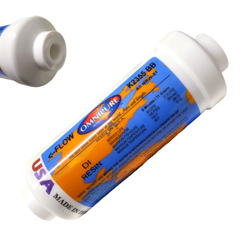 Omnipure K2355-BB Inline DI Resin 6×2 DI Mixbed Filter Elbow 1/4″ FPT