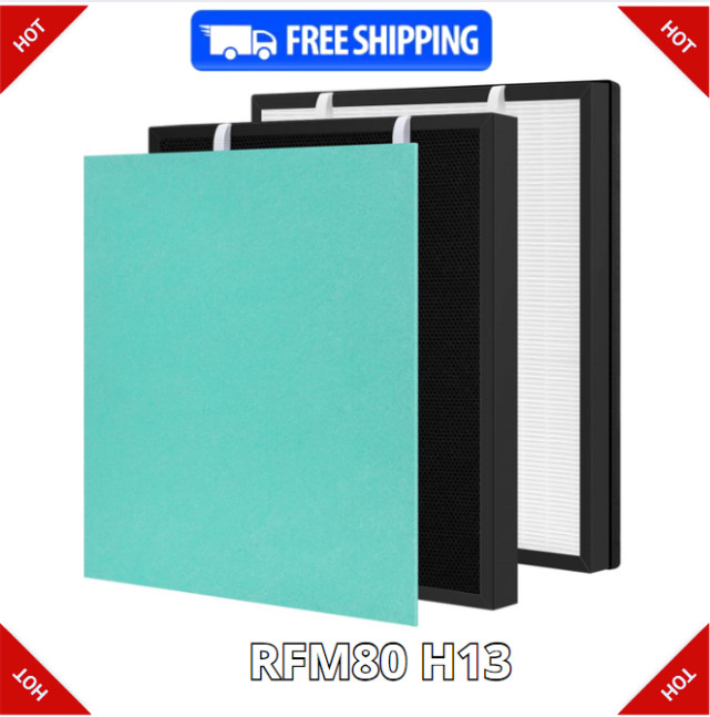 RFM80 H13 True HEPA Replacement Filter for Max Air Purifier,3in1 w Activated Car