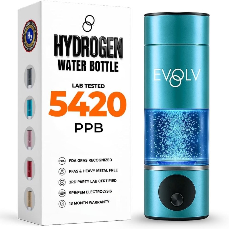 EVOLV Hydrogen Water Bottle Generator Turquoise 5.4PPM