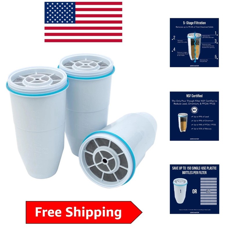 ZeroWater 3-Pack Filters – Advanced Filtration for Pure, Great-Tasting Water