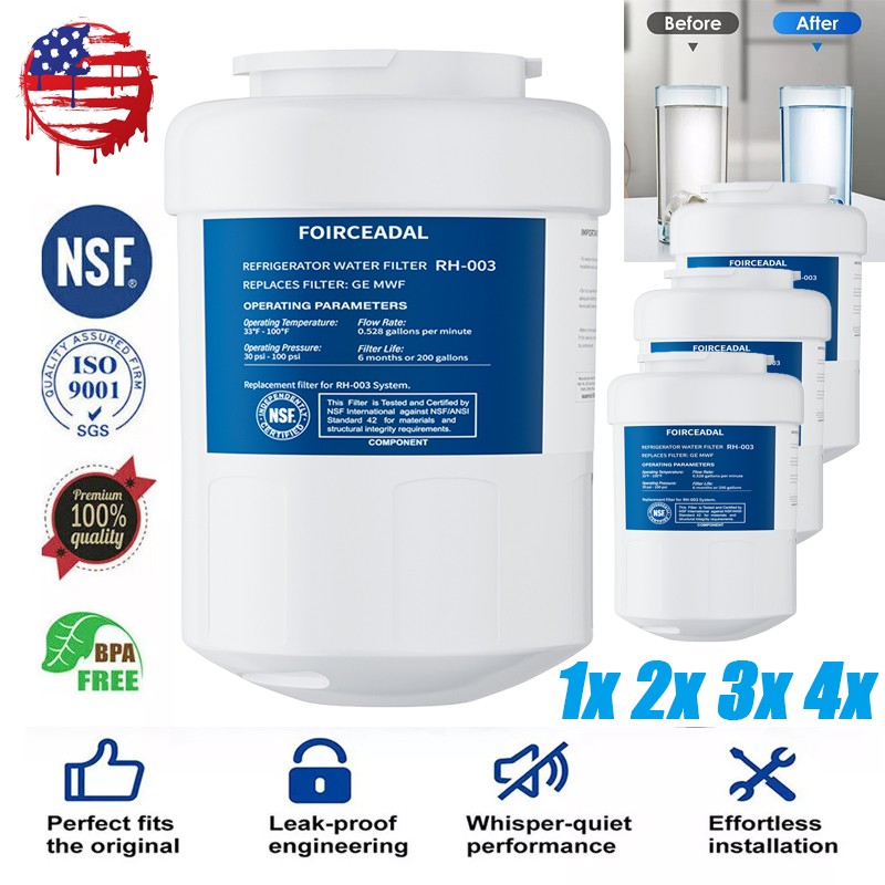 2/4 Pieces For GE MWF New Sealed GWF 46-9991 MWFP Smartwater Fridge Water Filter gallery