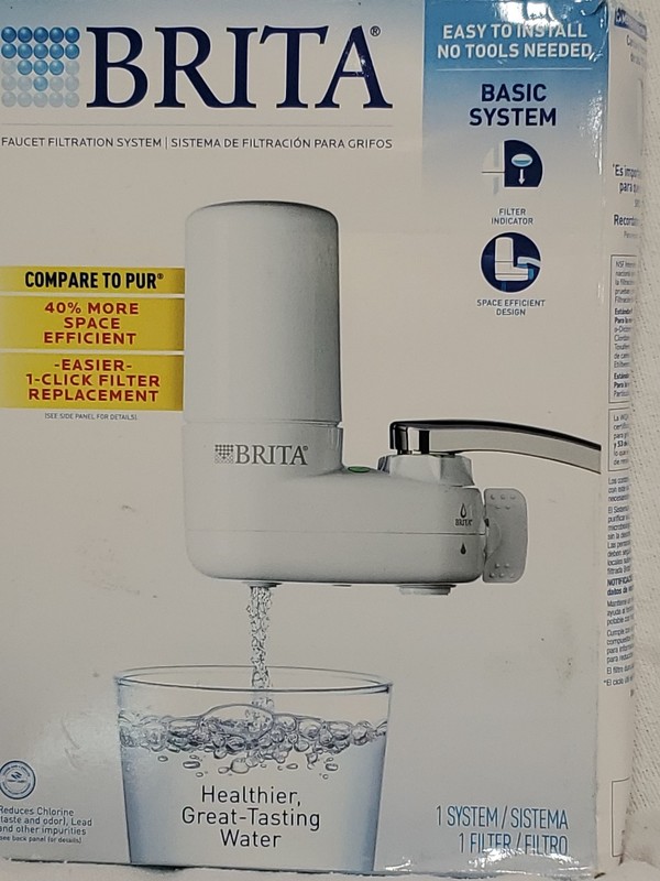 Brita Basic Faucet Mount System Water Filter Reduces Lead and Chlorine White C14