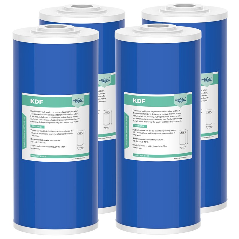4 Pack 10″x4.5″ KDF Carbon Big Blue Whole House Water Filter Heavy Metal Removal