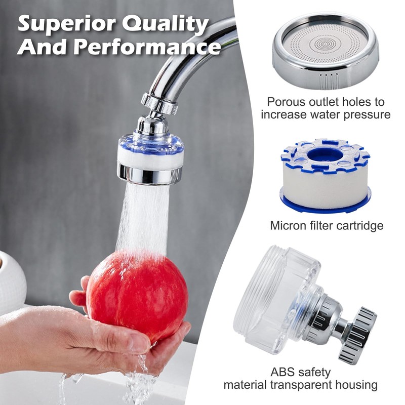 8 Pcs Sink Water Filter Faucet Set, 360 ° Rotating Bathroom Sink Filter, Kitc... gallery