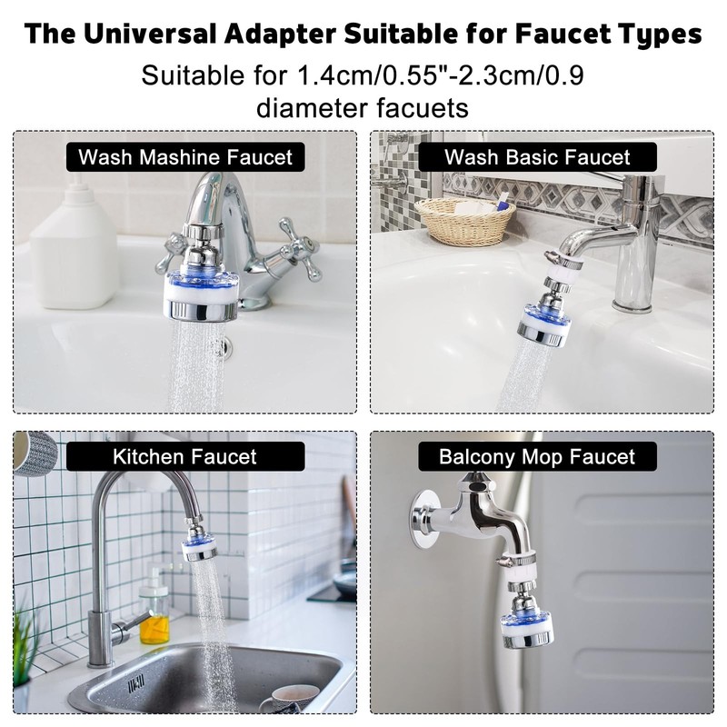 8 Pcs Sink Water Filter Faucet Set, 360 ° Rotating Bathroom Sink Filter, Kitc... gallery