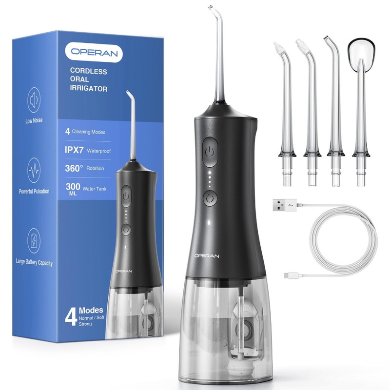 Operan 300ml Cordless Water Dental Flosser, Portable Flossers for Black