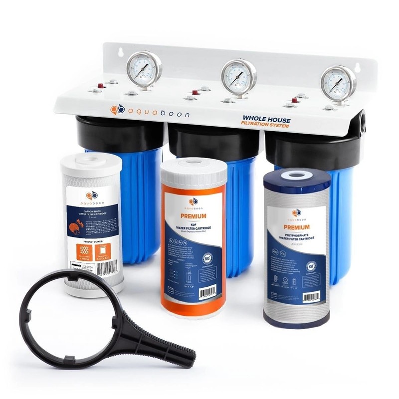 3-Stage Whole House Water Filtration System with 5 Micron 10×4.5 Anti-Scale R…