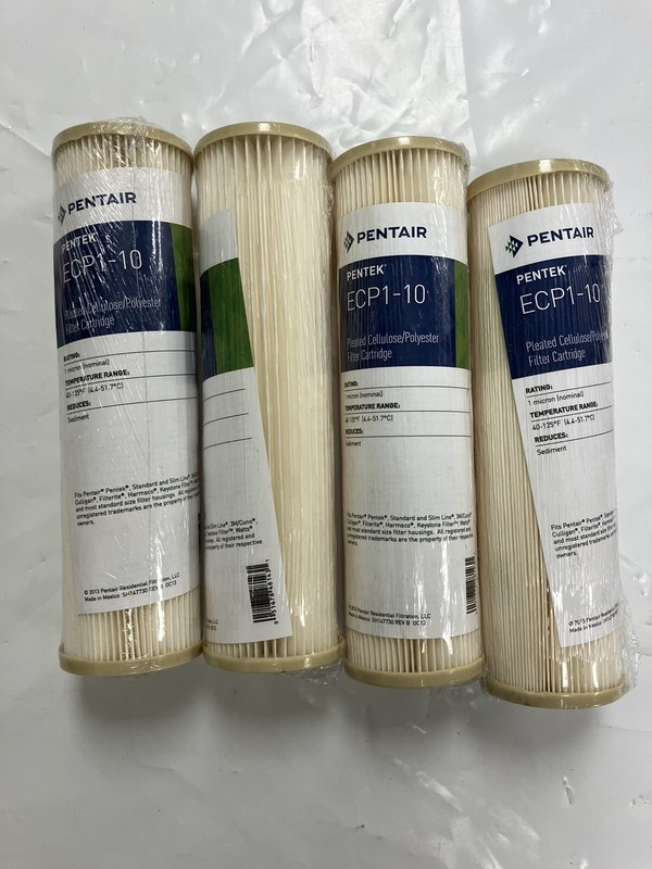 4 Pentek ECP1-10 Pleated Cellulose/ Polyester Filter Cartridge 1 Micron Filters