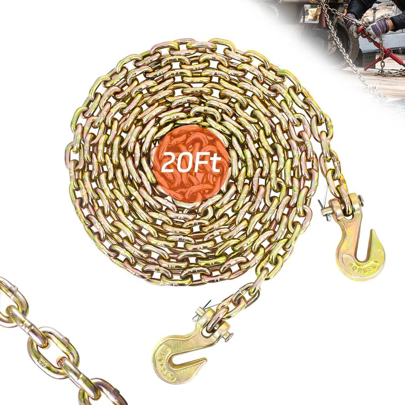 1/4" Tow Chain | WLL 3,300 Lbs | 20FT High Strength Chain G80 Heavy Duty Log Cha