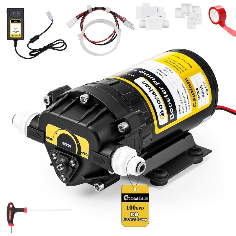 Moonshan 100GPD Booster Pump for RO System with Complete Kit Suitable for Home R