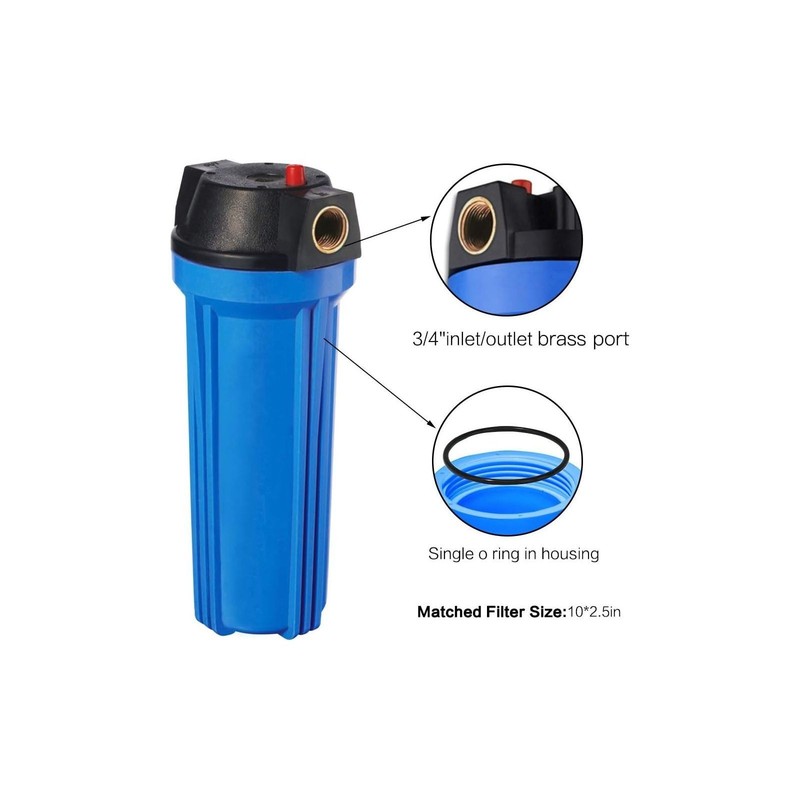 Geekpure 10-Inch Slim House Water Filter Housing, 3/4" NPT Brass Port, Air Relie gallery