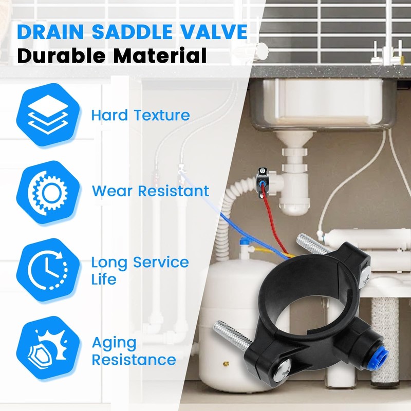 1Pack Drain Saddle Valve with 1/4" Quick Connect Plastic Water Filters Valve ... gallery