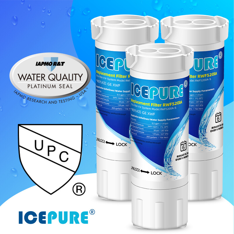 Compatible With GE XWF GNE21 GNE25 GNE27 GWE19 Water Filter 3 PACK ICEPURE