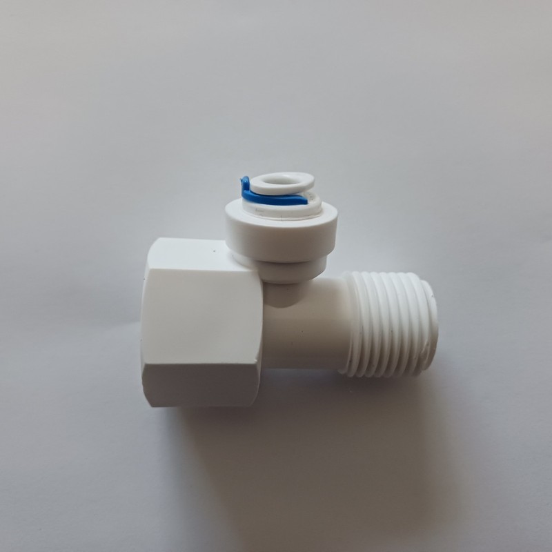 RO water feed adapter 1/2” female x 1/2” male NPT 1/4″ RO tube outlet