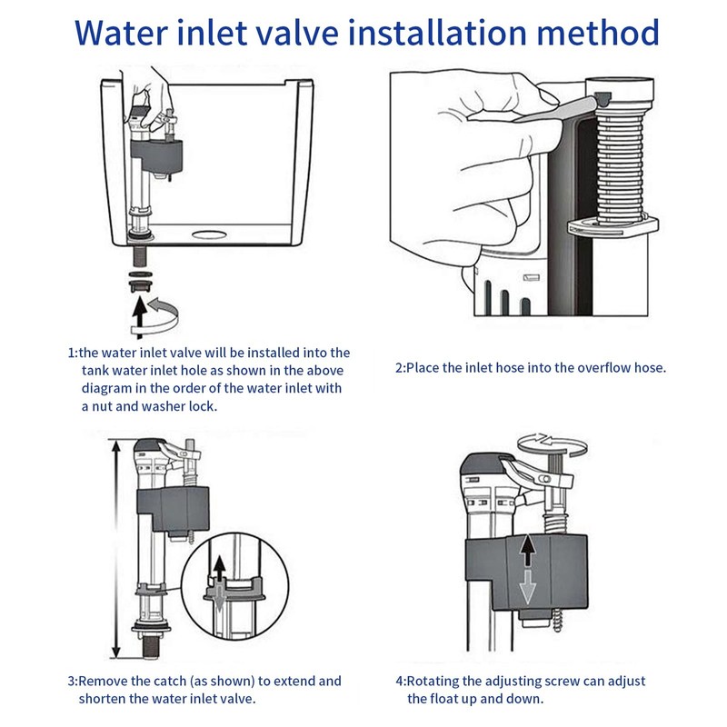 Toilet Inlet Valve ABS Push Button Dual Flush Cistern Syphon G1/2 Copper gallery