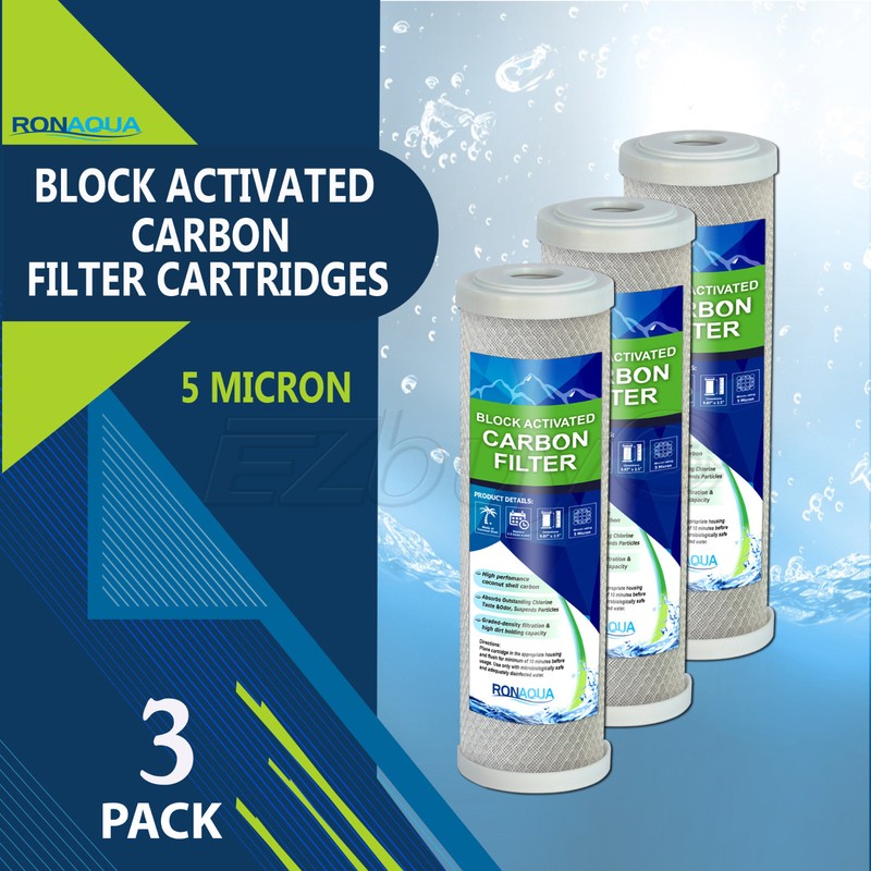 3PK- 9.875″ x 2.5″ Coconut Shell Carbon Block Water Filter for Whole house & RO