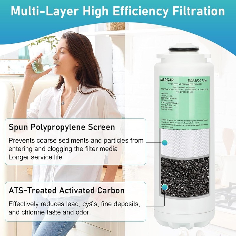 ECF3000 Water Filter 3 Pack for Elkay ezH2O WaterSentry Plus 3000 Gallon ERF750 gallery